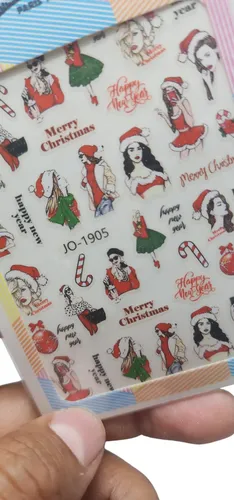 Sticker Navidad 20 Diseños  10 X 8 Cm Paris Nigth Navi Fc