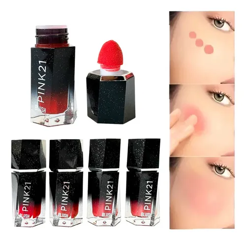 Rubor Líquido Con Esponja Pink 21 Black Is The New Blush Tono 01 7ml
