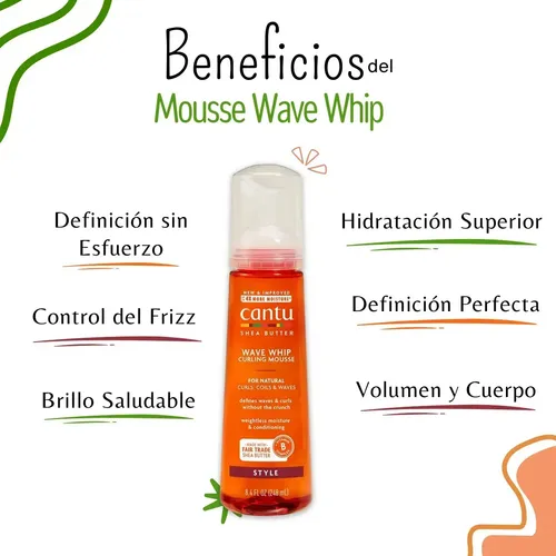 Cantu Wave Whip Curling Mousse Espuma 248ml Rizos Rulos