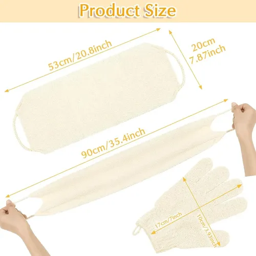 Juego De Guantes Exfoliantes Anezus Y Toalla Beige