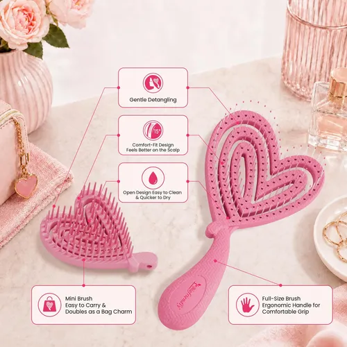 Cepillo Para Cabello Biofriendly Set Rosa Grande Y Mini
