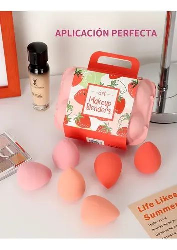 Set X6 Esponjas Maquillaje Beauty Blender Huevo En Maple Ros