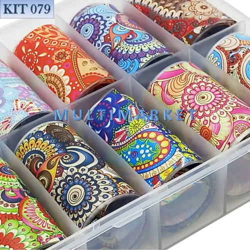 Kit 10 Papel Foil 100×4 Cm Decoración De Uñas