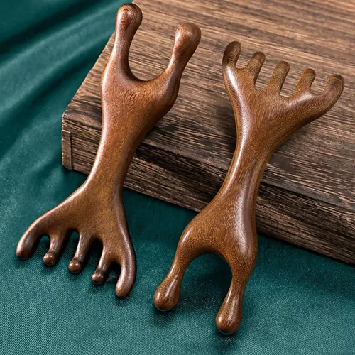H 2pcs Masaje De Madera, Masajeador Cuero Cabelludo 5 Garras