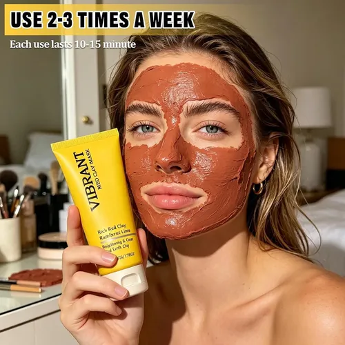 Mascarilla De Arcilla Roja Con Brocha De Silicona Afalin
