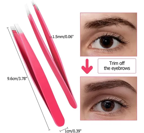 Set De 12 Pinzas Para Cejas Y Vello Facial Acero Inoxidable