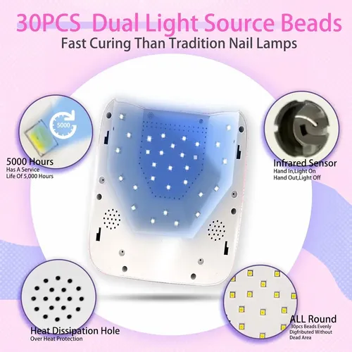 Lámpara De Uñas Led Uv Kicylicy X20-pink-d 72w