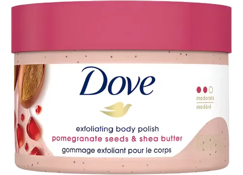 Dove Body Scrub Exfoliante 10.5 Oz Fragancia pomegranate seeds y shea butter