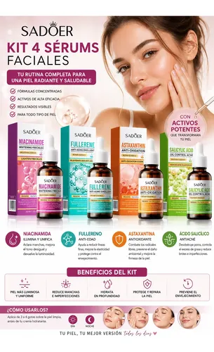 Kit Pack X4 Sérum Faciales Skincare Sadoer