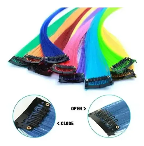 Extensión De Pelo Colores Fantasia C/ Micropeineta X Unidad