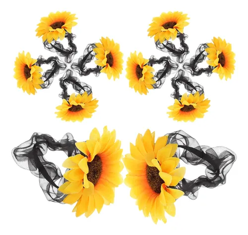 ..10 Cintas Para El Pelo Con Forma De Girasol: Bandas Amarillo Sunflower