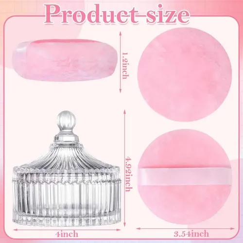 Set Beauty Powder Puff Honsio 3.54 Con Funda De Cristal