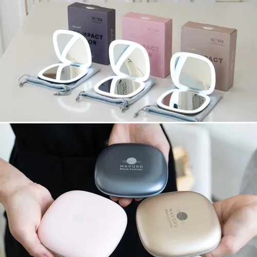 Espejo De Maquillaje De Viaje Con Luz Led Mavoro Recargable