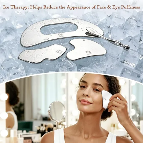 Set 4 En 1 Gua Sha Acero Facial Y Corporal Con Rodillo