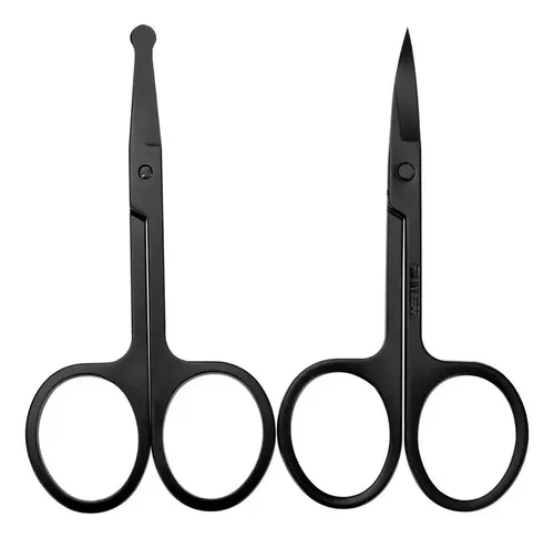 Tijeras Negras Para Nariz, Pelo Y Cejas, 2 Piezas &ac