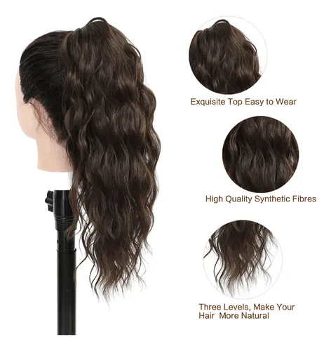 Extensiones De Cabello De 18 Pulgadas Con Pinza Para Coleta