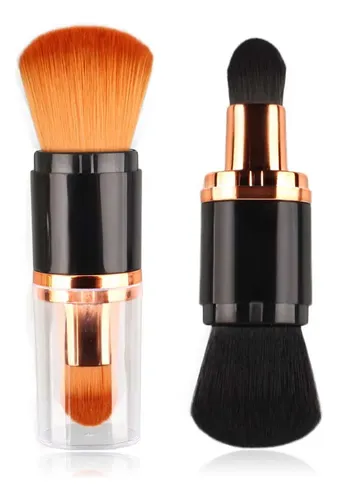Set De Brochas Doble Para Maquillaje, Rostro Y Base