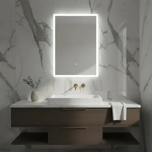 Espejo Baño Vertical Luz Led 50x70cm Botón Touch