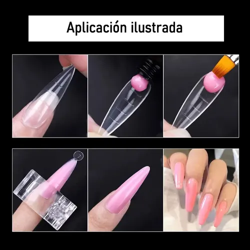 Kit 7 Art Polygel Pincel Solución Capsulas Uñas Gelificadas