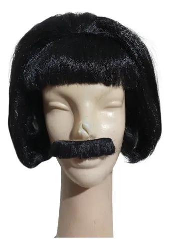 Disfraz Peluca Negra Cabello Hacia Atras By La Parti Wigs!