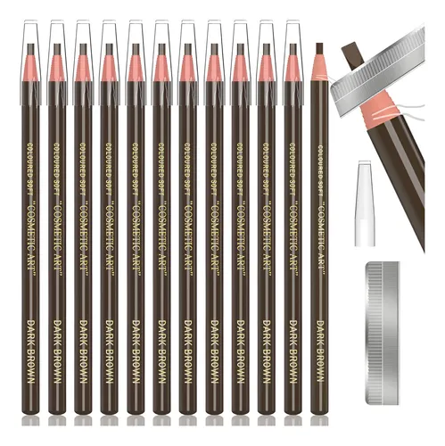 Kit De Maquillaje De Cejas Impermeable 12 Piezas Marrón Oscu