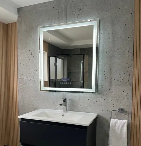 Espejo Led Baño 80 X 80 D Bluetooth Desempanador Reloj Full