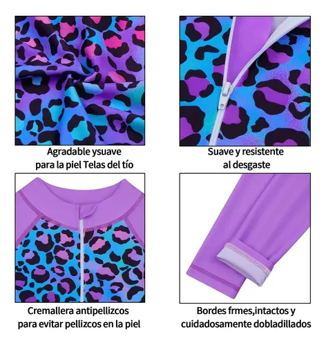 Cltraje De Baño Para Niñas Manga Larga Upf50 Con Gorro De