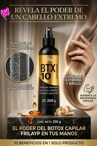 Frilayp Btx Extreme 4 Pasos Restauracion – Shampoo X370ml + Pote X240g + Spray X200ml + Serum X30ml – Nutricion Capilar Anti Frizz Reparacion Intensa Brillo Oleo Extraordinario De Botox