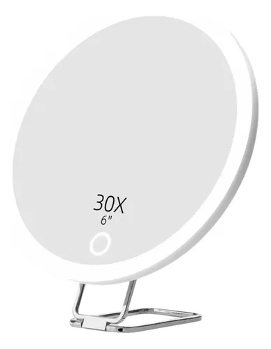Espelho De Aumento 30x Com Suporte De Mesa Led Portátil Leve