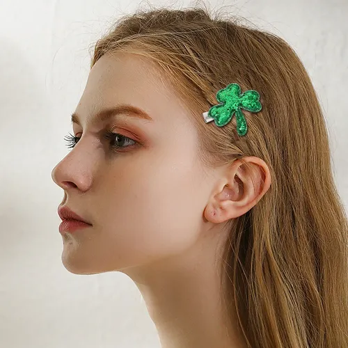 6 Clips De Pelo De Aleación Verde Para Día De San Patricio