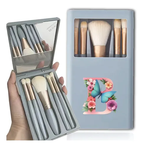 Kit De 5 Brochas De Maquillaje Con Espejo Portátil