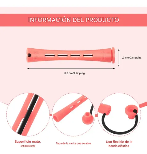 Rulos Para Cabello Sin Calor 30 Piezas Tubos Rizadores Fríos Pink