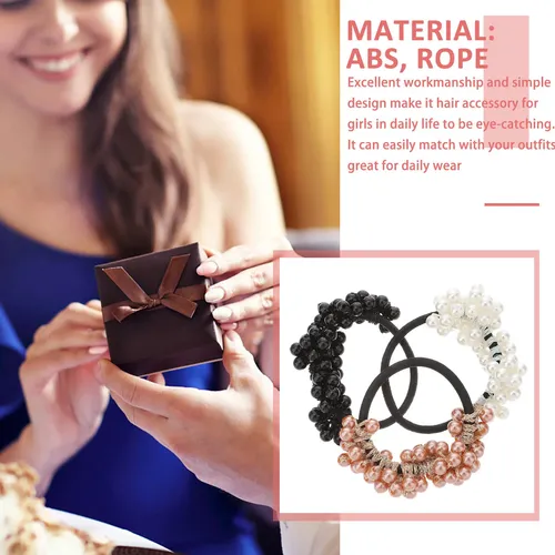 6 Accesorios De Pelo Perlas, Ligas Con Perlas Y Cuentas