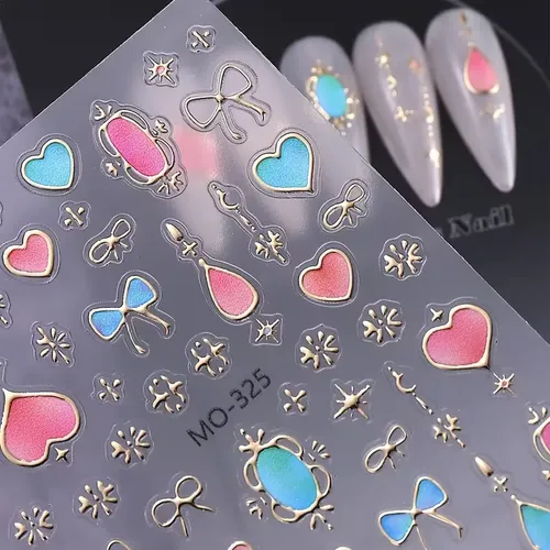 Pack De 3 Pegatinas De Uñas Barroco 3d – Corazón, Estrella Y