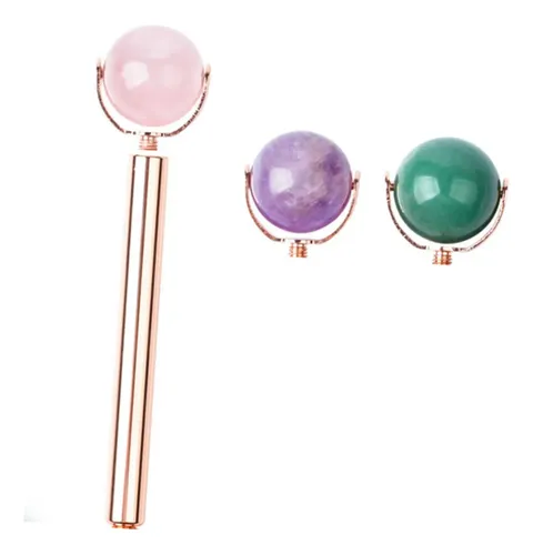 Rodillo Facial De Jade Rosa Portátil Para Cuidado Y Relax