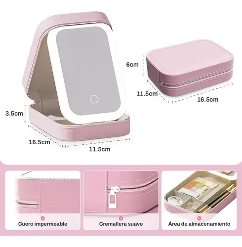Caja De Maquillaje Con Espejo, Bolsa De Maquillaje De Viaje