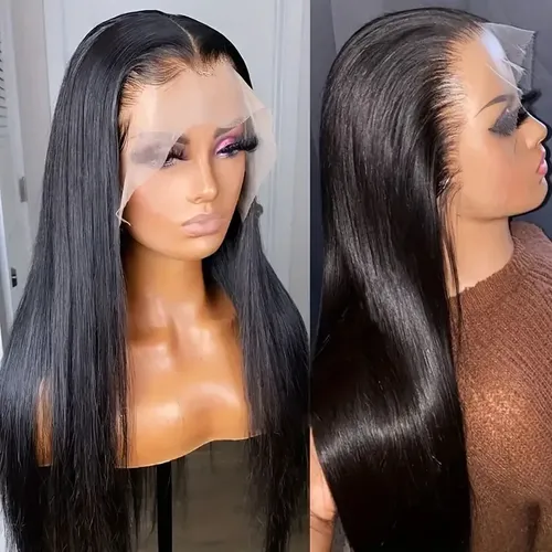 Conjunto Completo De Pelo Largo Y Recto Negro Para Mujeres