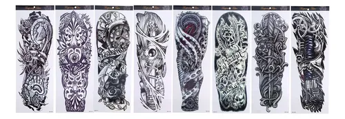 ( 8 Hojas De Pegatinas De Tatuaje De Brazo Patrón Único ~