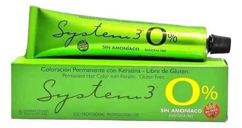 Tintura Sin Amoniaco System3 Apto Celiacos 60gr X 3 Pomos