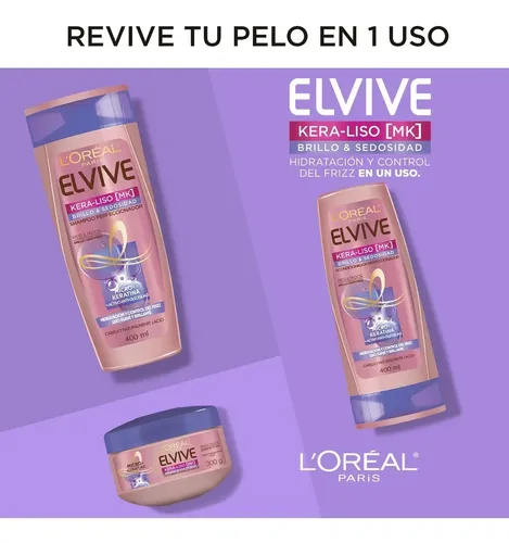 Acondicionador Kera Liso Brillo Elvive L’Oréal 400ml