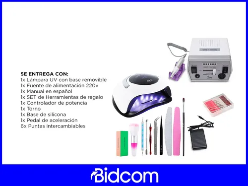 Kit Cabina Uv Led 120w Gadnic Torno Para Uñas Eléctrico Mano