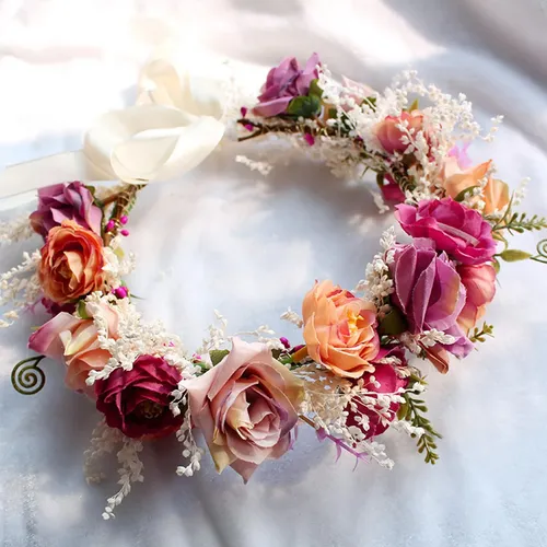2 Diademas De Flores Para Mujer Con Cinta Para El Pelo