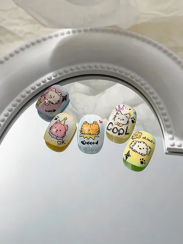 Pegatinas Planas De Uñas Con Gatito Lindo