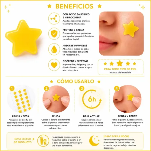 Parche Para Acne Elimina Granos Forma De Estrella 40unidades