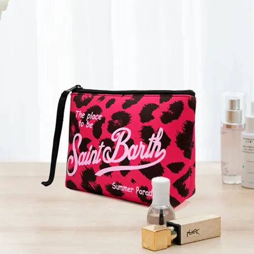 Bolso De Maquillaje Con Estampado De Leopardo Rosa A
