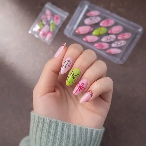 Uñas Postizas Grinch Dr Seuss Originales Importadas Uk