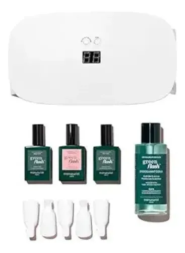 Kit Gel Uñas Rosa Hortensia 24w Led Base Y Top Coat