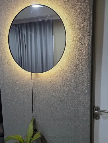 Espejo Redondo Luz Led Pared Grande Baño Apt Decorativo 60cm