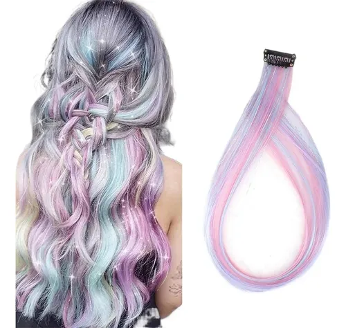Extensión De Cabello 60cm Fantasía Clip Alta Temperatura