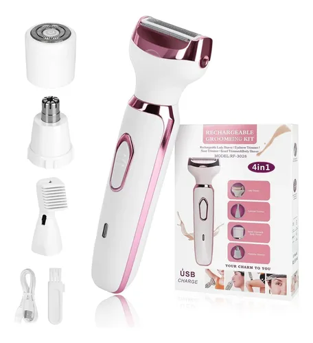 Depiladora Rasurador 4 En 1 Portatil Usb Mujer Cuerpo Facial